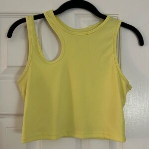 SHEIN Lemon Yellow Ribbed Cutout Crop Top